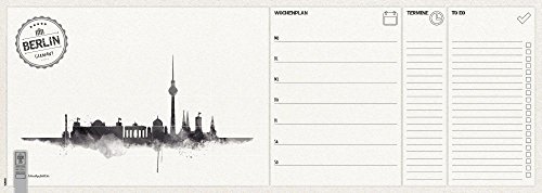 Notizblock “Wochenplaner - Berlin“ | Schreibtischunterlage | Wochenkalender | 52 Blatt | 45 x 16 cm | To-Do-Block zum Abhaken mit Aquarell-Motiv, beige/schwarz - Schreibgefühl von Schreibgefühl