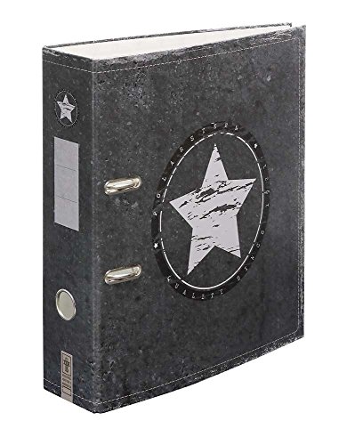 Polarstern - Ordner Aktenordner DIN A4 ca. 8 cm breit Motivordner Sterne-Motiv anthrazit grau dunkelgrau Used-Style von Schreibgefühl