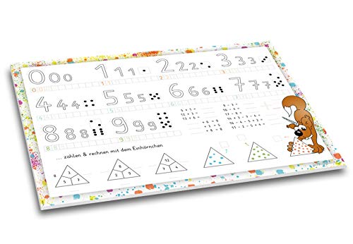 Rechnen mit dem Einhörnchen - Schreibtischunterlage Schreibunterlage Rechnen lernen Kinder bunt Zahlen Vorschule Grundschule Papier DIN A3 40 Blatt von Schreibgefühl