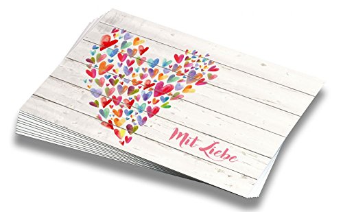 Schreibgefühl Postkarten-Set “Mit Liebe“ (10 Stück) | Grußkarten, Herz von Schreibgefühl