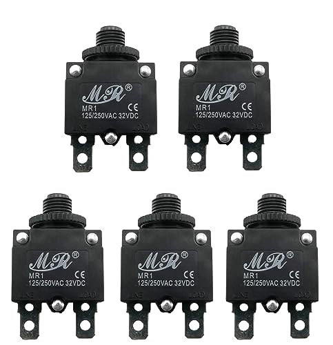 5x Mini Sicherungsautomat 10 Ampere Sicherung | Max. 250VAC/32VDC | Durchsteckmontage | für 6,3mm Kabelschuhe | Perfekt für KFZ, Camper, Traktoren, Modellbau... von Schürberg