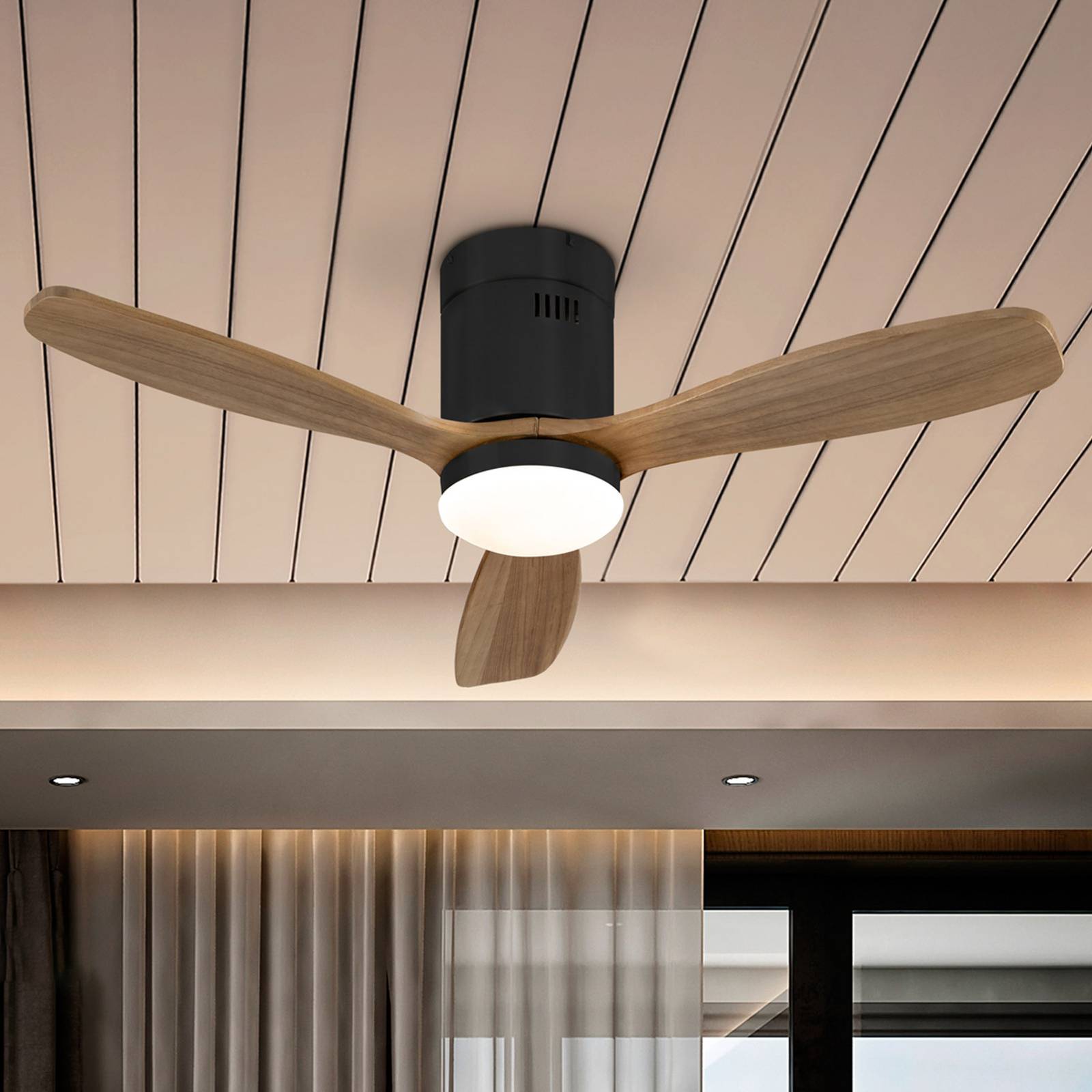 Deckenventilator Siroco Mini LED, schwarz/walnuss von Schuller Valencia