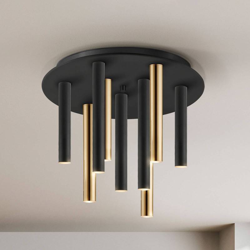LED-Deckenlampe Varas dimmbar, 9-flg., gold/schwarz, Metall von Schuller Valencia
