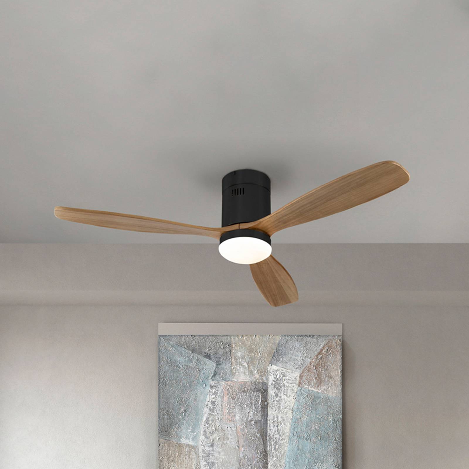 LED-Deckenventilator Siroco, DC, leise, braun, CCT, dimmbar LED-Deckenventilator Siroco, DC, leise, braun, CCT, dimmbar von Schuller Valencia