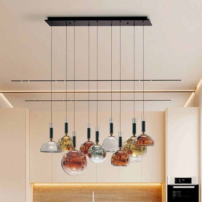 LED-Hängelampe Charlize II 9-fl., Triac-dim, Glas vierfarbig von Schuller Valencia