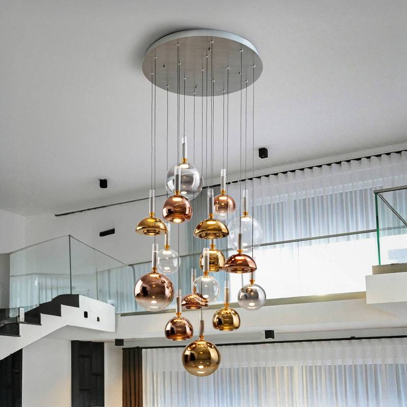 LED-Hängeleuchte Charlize 16-fl., Triac-dim, Glas vierfarbig von Schuller Valencia