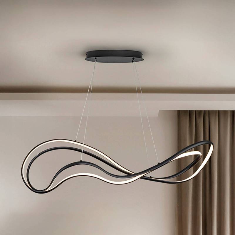 LED-Hängeleuchte Danza, schwarz matt, Metall, Aluminium von Schuller Valencia