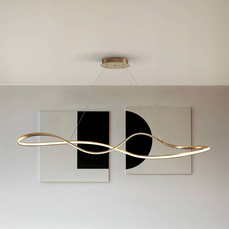 LED-Hängeleuchte Lia, goldfarben, CCT, Fernbedienung, Metall von Schuller Valencia