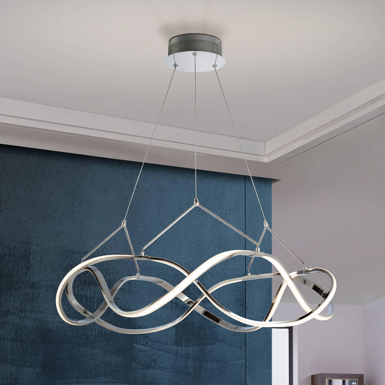 LED-Hängeleuchte Molly, chrom, dimmbar, Ø 80 cm LED-Hängeleuchte Molly, chrom, dimmbar, Ø 80 cm von Schuller Valencia
