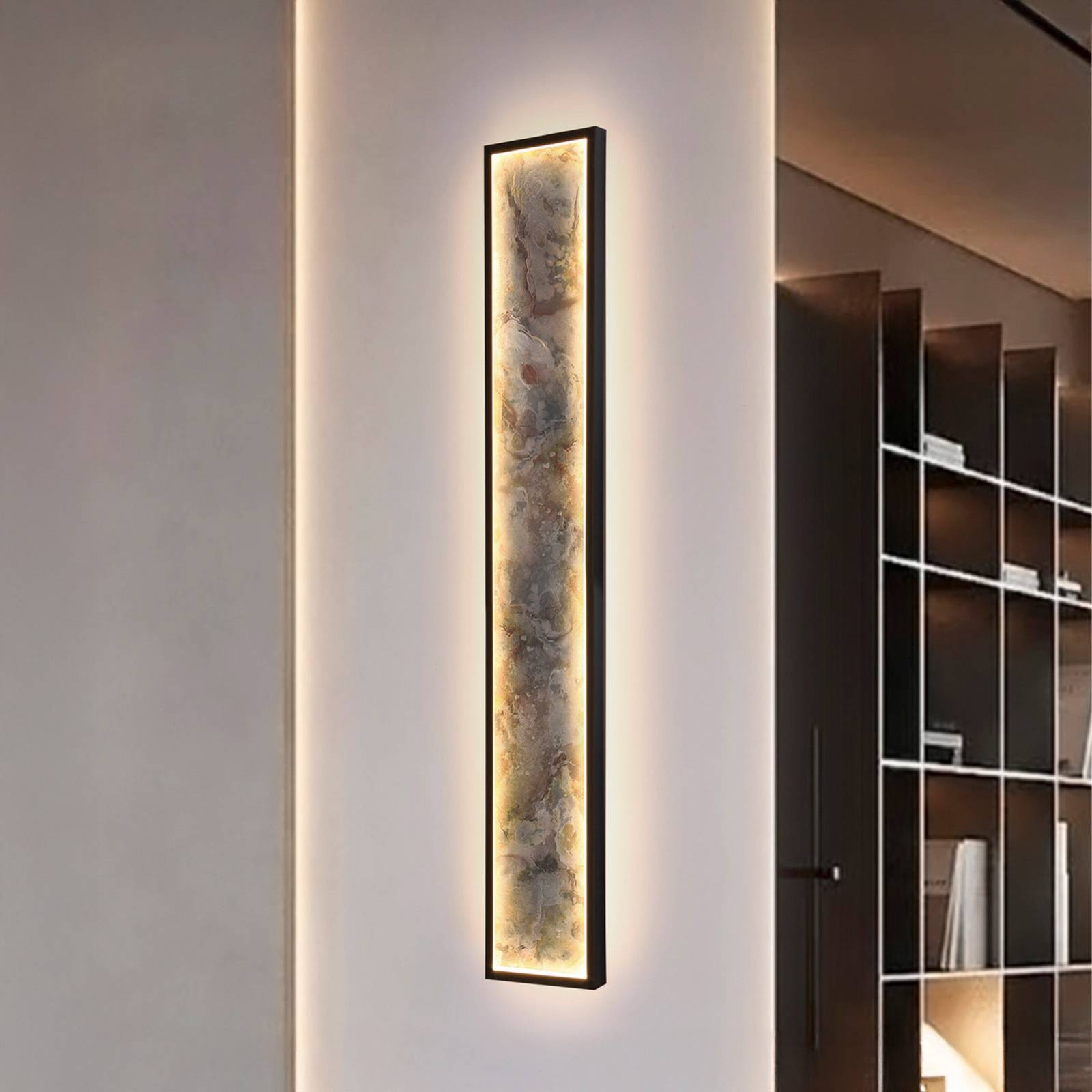 LED-Wandleuchte Stone, 100 x 15 cm, CCT, schwarz, Metall LED-Wandleuchte Stone, 100 x 15 cm, CCT, schwarz, Metall von Schuller Valencia
