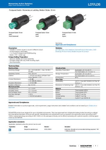 Schurter 0850.9242 0850.9242 Drucktaster 60 V/AC 0.2A IP40 10St. von Schurter