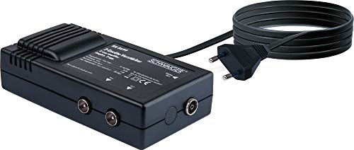 SCHWAIGER -BN8699 531- Zweigeräteverstärker für den Anschluss von TV, DVB-T, Radio auf Antennensteckdose BZW. Koax-Stecker/ 2X 18 dB/schwarz von Schwaiger GmbH