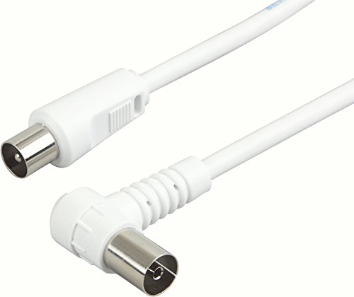 Schwaiger Antennen Anschlusskabel 75 dB, 1,5m, weiß, IEC Stecker > 90° IEC Winkelbuchse, 2-Fach Schirmung, 75 Ohm, digital, HDTV, DVB-C/DVB-T2 von Schwaiger GmbH