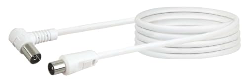 Schwaiger Antennen Anschlusskabel 75 dB, 3,0m, weiß, IEC Stecker > 90° IEC Winkelbuchse, 2-Fach Schirmung, 75 Ohm, digital, HDTV, DVB-C/DVB-T2 von Schwaiger GmbH