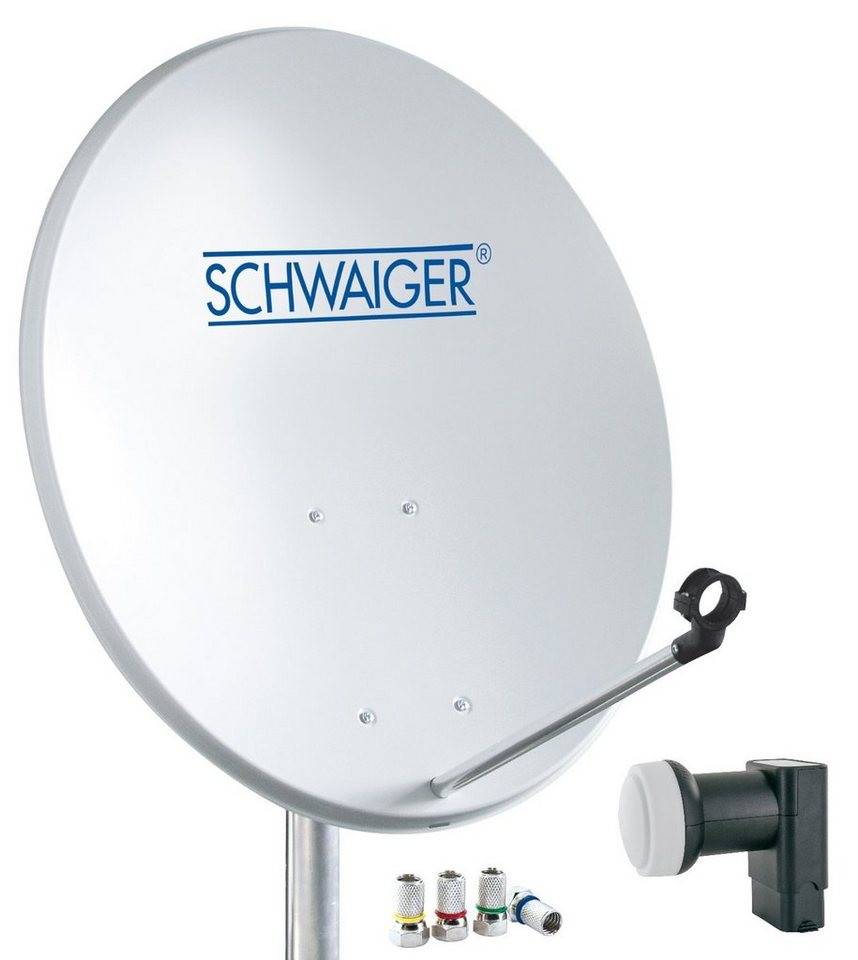 Schwaiger 714470 SAT-Antenne (55 cm, Stahl, Twin LNB, hellgrau) von Schwaiger