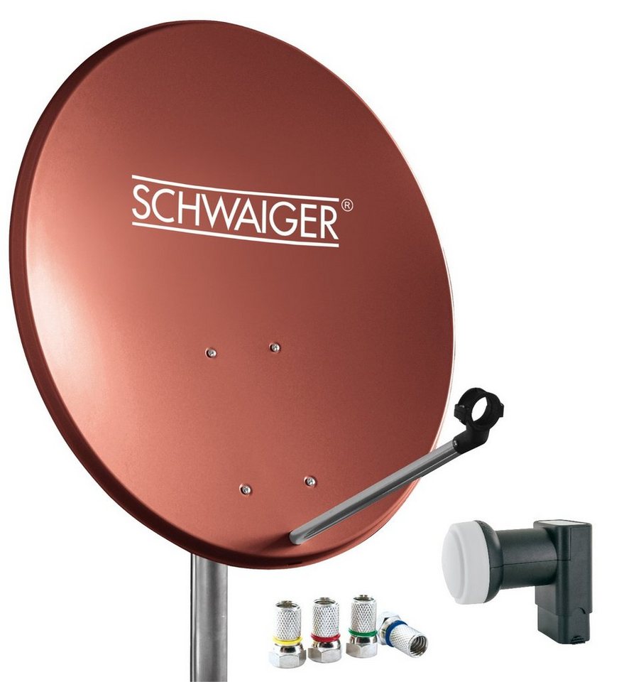 Schwaiger 714494 SAT-Antenne (56 cm, Stahl, Twin LNB, ziegelrot) von Schwaiger
