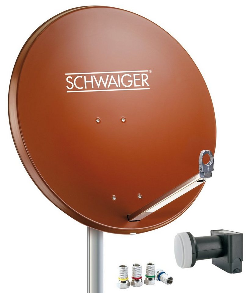 Schwaiger 714555 SAT-Antenne (80 cm, Aluminium, Quad LNB, ziegelrot) von Schwaiger