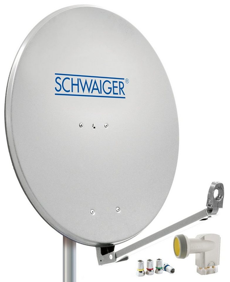 Schwaiger 714593 SAT-Antenne (88 cm, Aluminium, Quad LNB, hellgrau) von Schwaiger