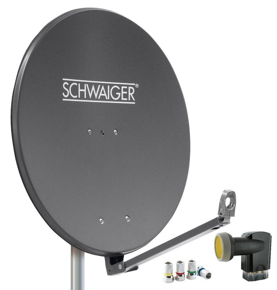 Schwaiger 714609 SAT-Antenne (88 cm, Aluminium, Quad LNB, anthrazit) von Schwaiger
