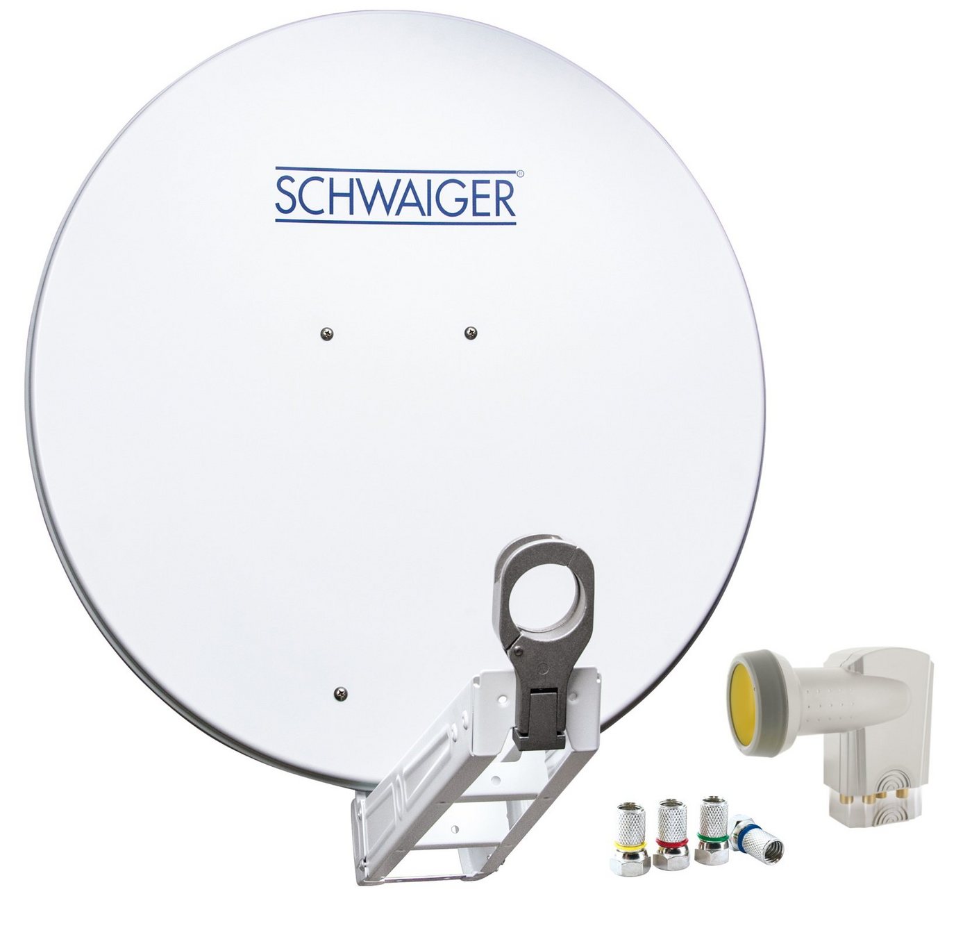 Schwaiger 714623 SAT-Antenne (75 cm, Aluminium, Quad LNB, hellgrau) von Schwaiger
