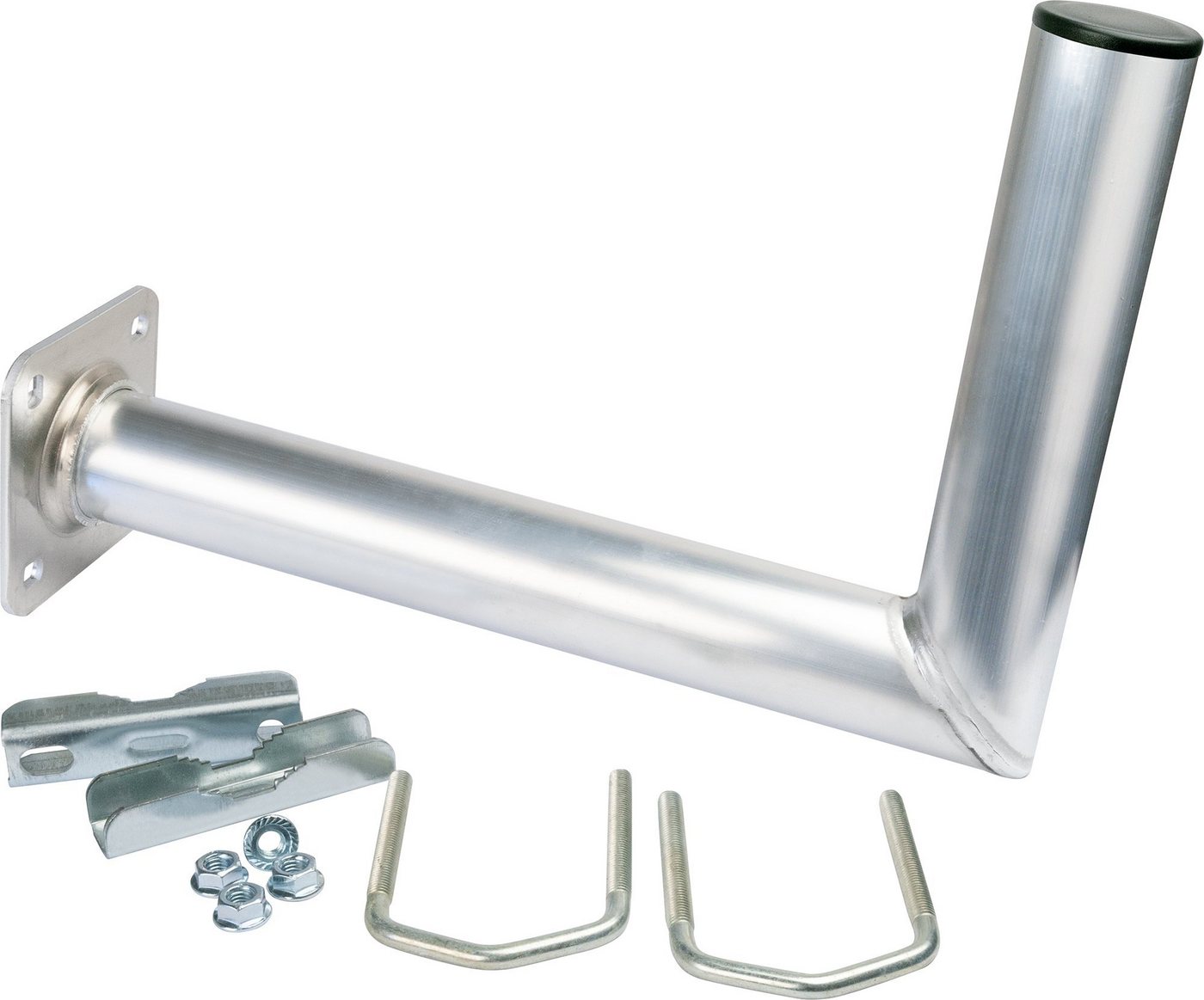 Schwaiger 715163 SAT-Halterung, (bis 0 Zoll, Befestigung universell verstellbar, Wandabstand 30cm, Druchmesser 48mm, silber) von Schwaiger