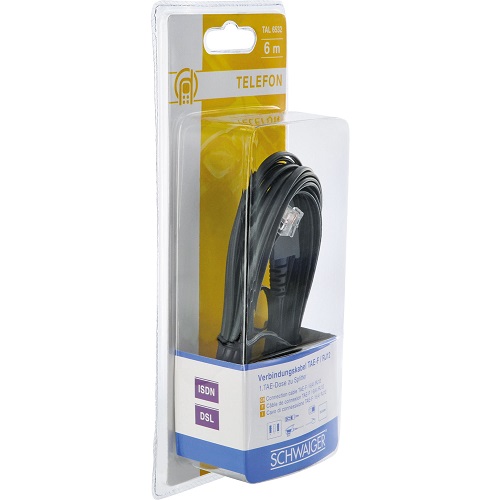 Schwaiger DSL-Kabel RJ12 6P2C -> TAE-F 6P4C 6m schwarz von Schwaiger