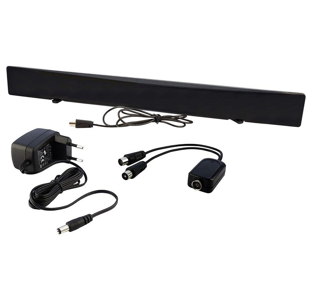 Schwaiger DVB-T2 HD Zimmerantenne (aktiv) Innenantenne (DVB-T2, DAB), mit Signaltrenner, UHF, VHF, digitaler Fernseh-/Radioempfang, schwarz von Schwaiger