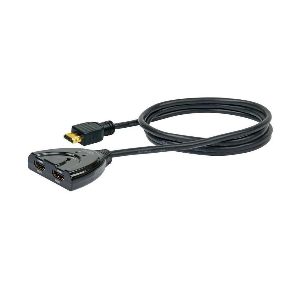 Schwaiger HDMI Umschalter HDMI-Adapter, 70 cm, LED Anzeige zwei digitale Wiedergabequellen auf einem Wiedergabegerät von Schwaiger