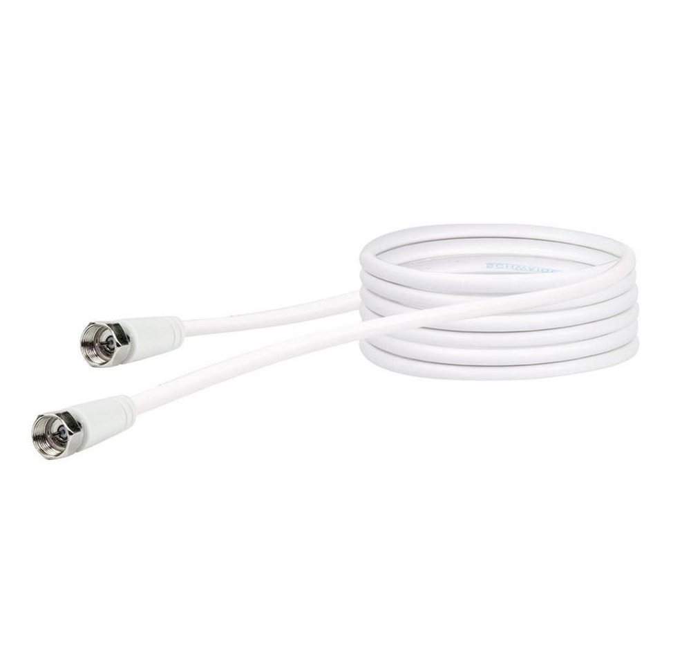 Schwaiger KVC250052 SAT-Kabel, SAT Anschlusskabel, 5m, 75dB, Fernsehkabel, Antennenkabel, F Stecker, weiß von Schwaiger