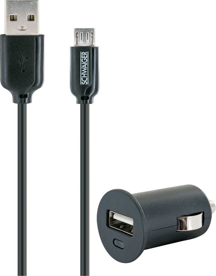 Schwaiger LSET200 513 Smartphone-Kabel, USB 2.0 A Stecker, USB Micro B Stecker, (100 cm), inklusive Ladeadapter von Schwaiger