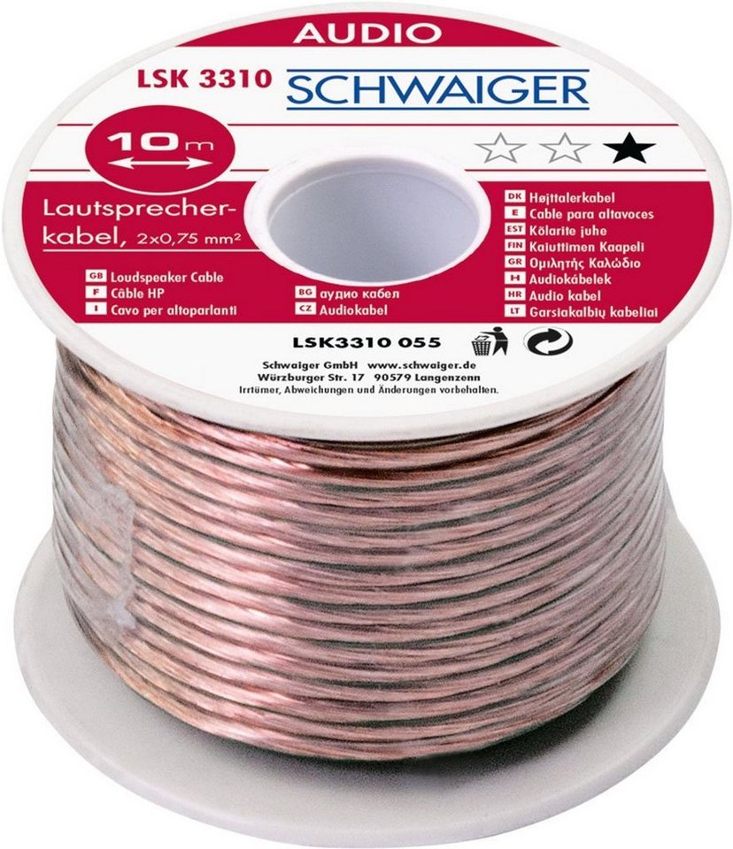 Schwaiger LSK3310 055 Audio-Kabel, unkonfektioniert, (1000 cm) von Schwaiger