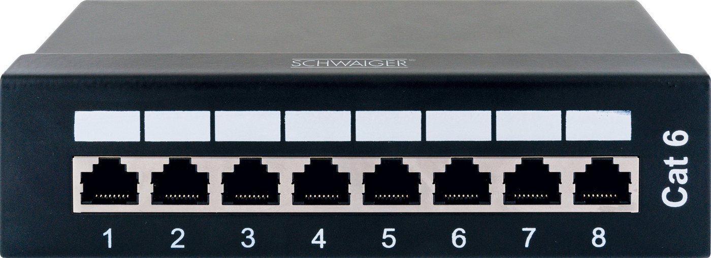 Schwaiger NWPP8 011 Netzwerk-Patch-Panel (8 Ports, zur Tisch- und Wandmontage geeignet) von Schwaiger