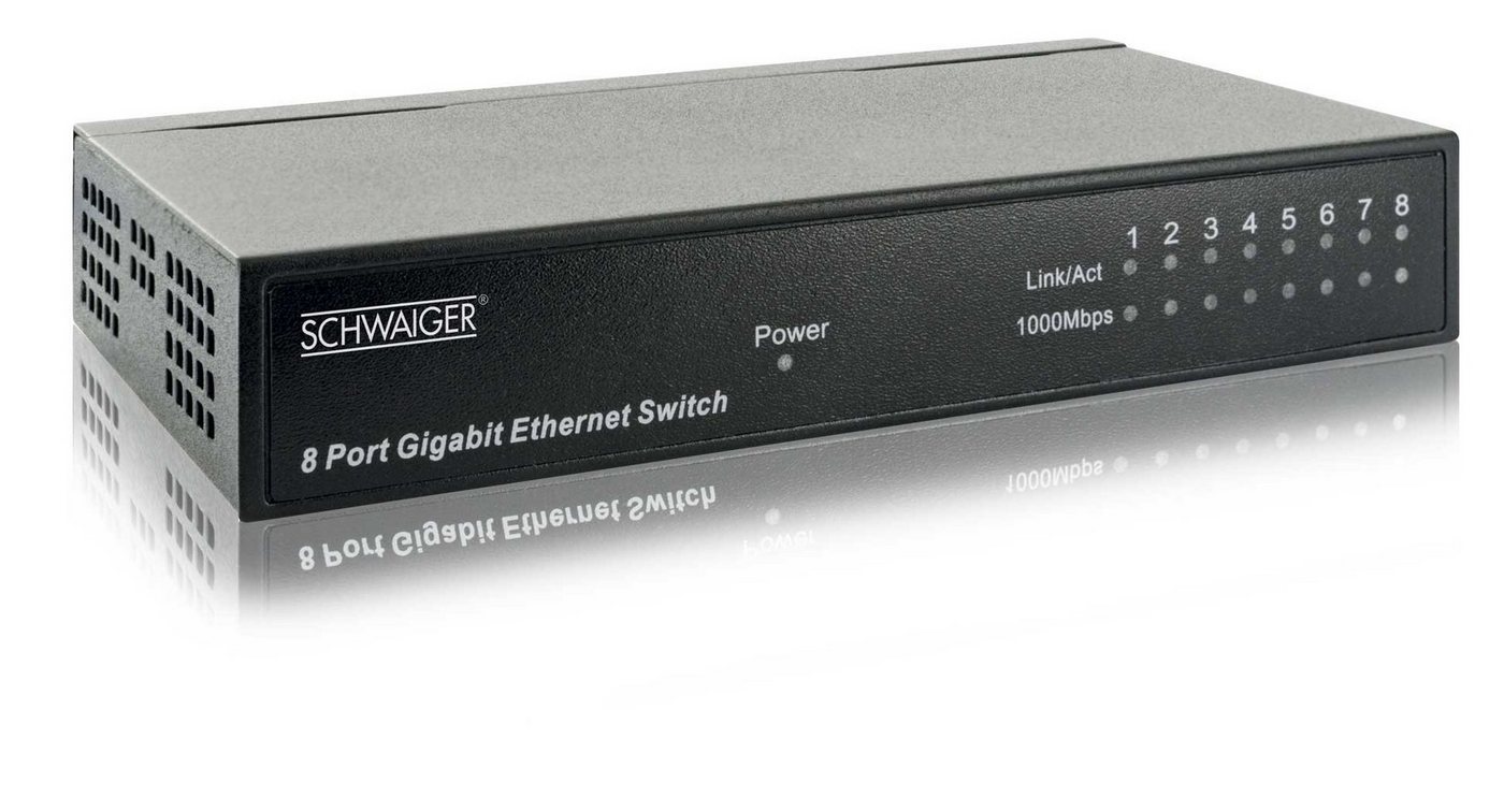 Schwaiger NWSW8 011 Netzwerk-Switch (geschäftlich und privat verwendbar, 8 Buchsen) von Schwaiger