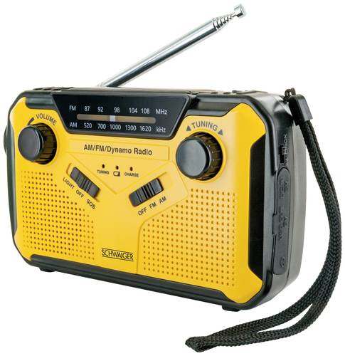 Schwaiger Outdoorradio UKW, AM, FM Handkurbel, Solarpanel, spritzwassergeschützt, stoßfest, Tasche von Schwaiger