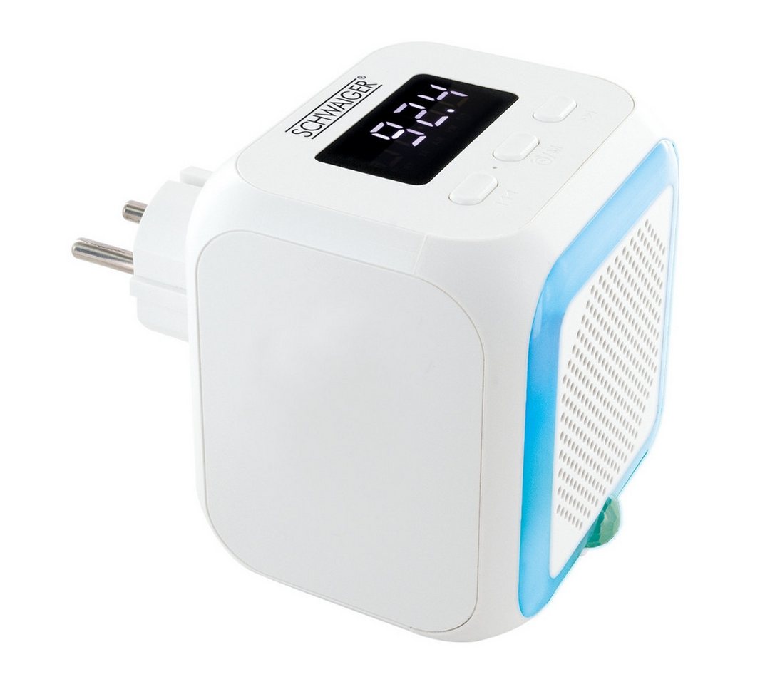 Schwaiger RAFM0100 Steckdosen-Radio (FM, AM, 3 W, IP20, Nachtlicht, Weckerfunktion, Bewegungsmelder) von Schwaiger