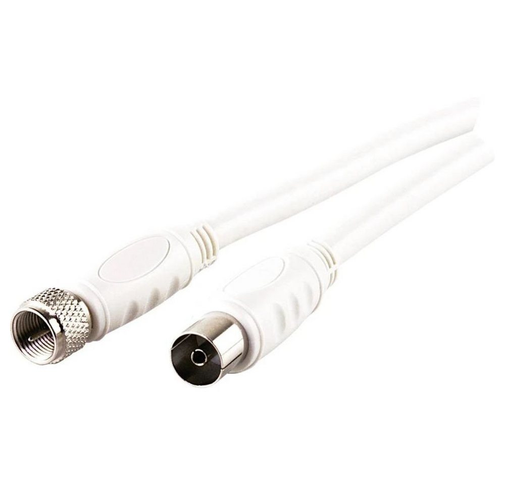 Schwaiger SAT/Antennen-Adapterkabel SAT-Kabel, 90 dB F-Stecker an IEC-Buchse 5 m weiß von Schwaiger