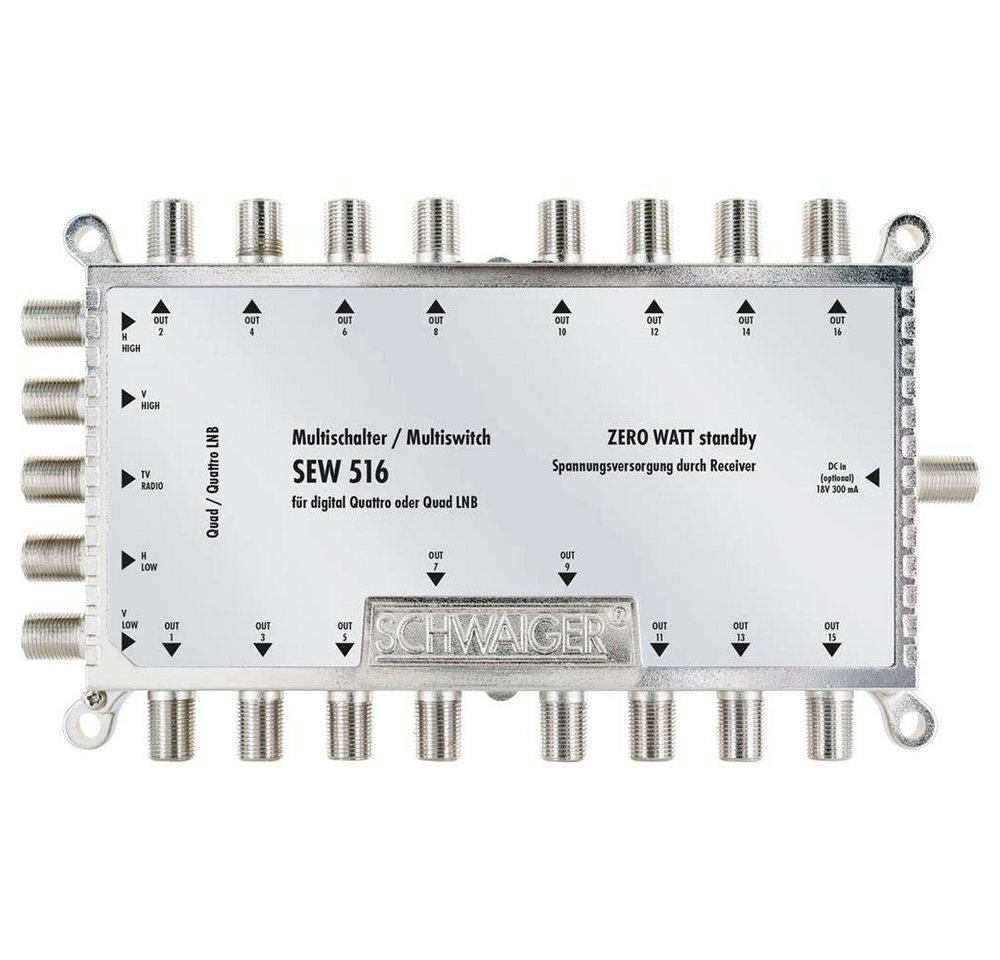 Schwaiger SAT-Multischalter SEW516 531, 5 Eingänge verteilt 1 Satellitenposition auf 16 Ausgänge Schwaiger SAT-Multischalter SEW516 531, 5 Eingänge verteilt 1 Satellitenposition auf 16 Ausgänge von Schwaiger
