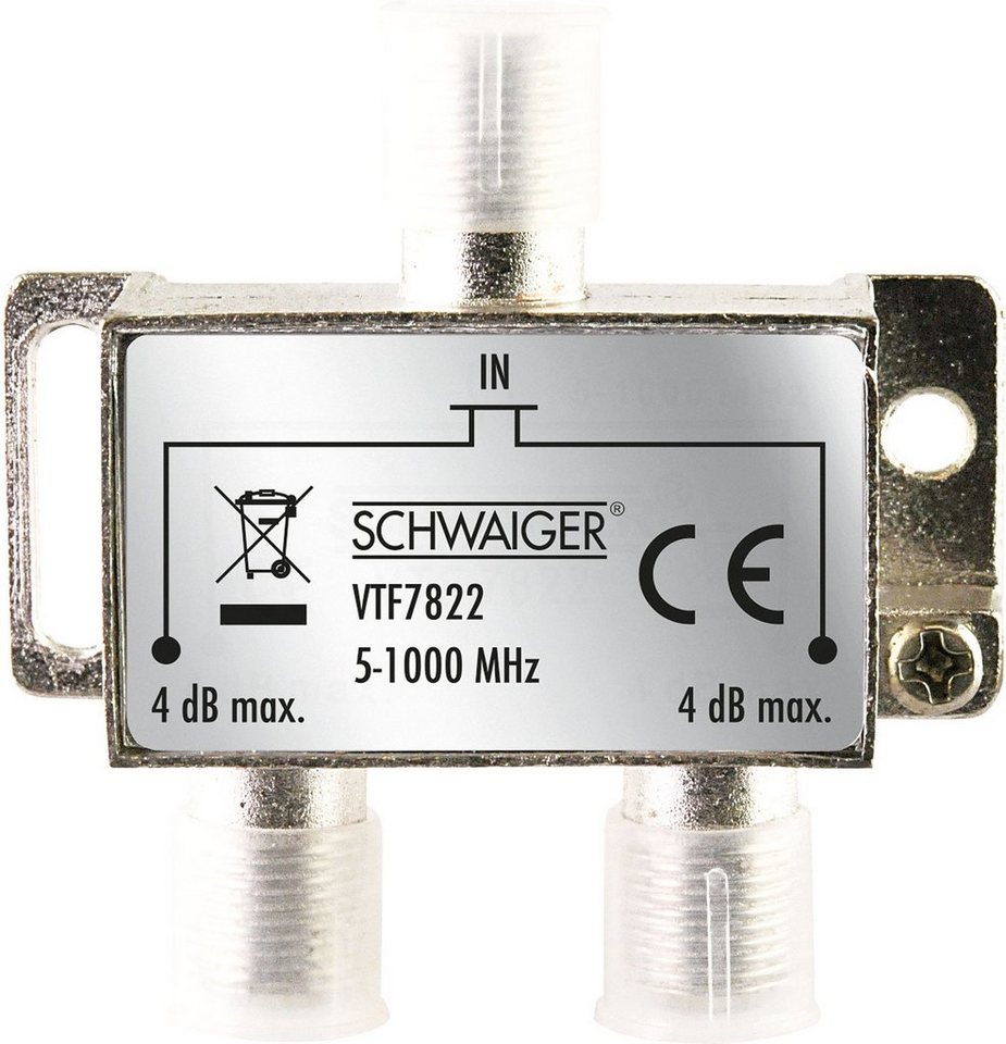 Schwaiger SAT-Verteiler VTF7822 531 (verteilt ein Signal auf zwei Teilnehmer), für Kabel- und Antennenanlagen von Schwaiger