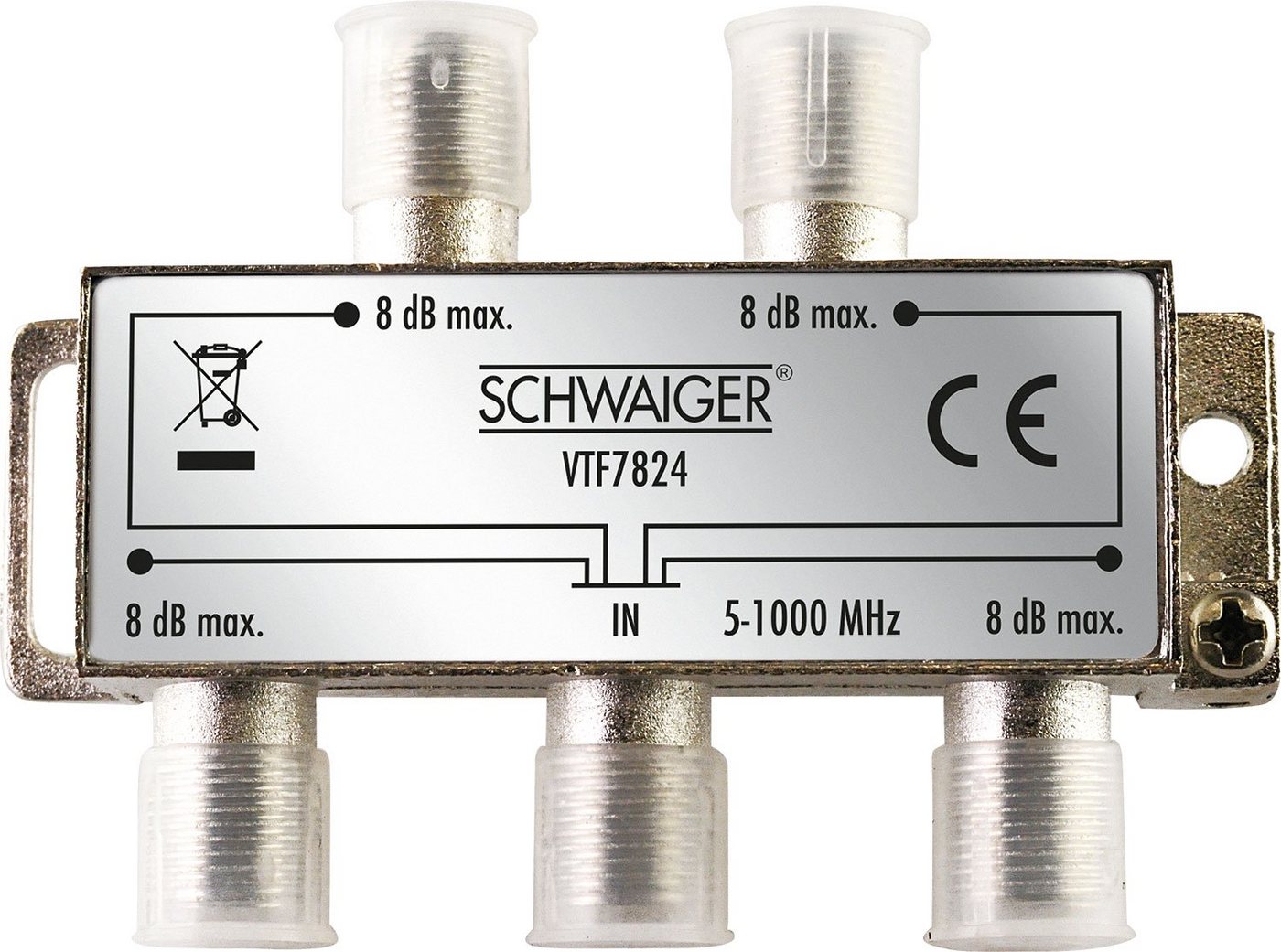 Schwaiger SAT-Verteiler VTF7824 531 (verteilt ein Signal auf vier Teilnehmer), für Kabel- und Antennenanlagen von Schwaiger