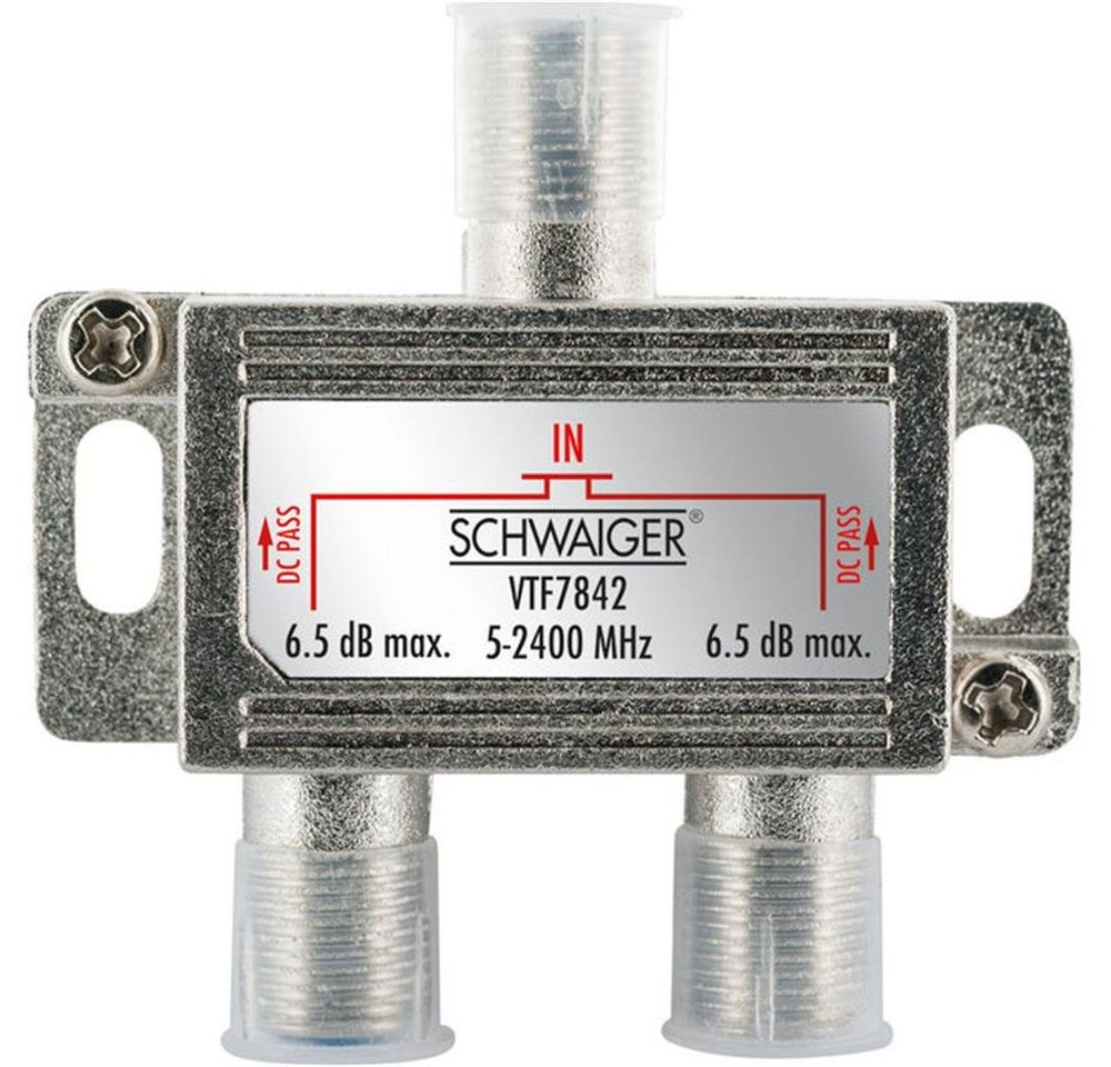 Schwaiger SAT-Verteiler Verteiler 2-fach, 5-2250 MHz Silber, SAT Verteiler, TV, Splitter, Gleichstrom, Satellitenanlagen Schwaiger SAT-Verteiler Verteiler 2-fach, 5-2250 MHz Silber, SAT Verteiler, TV, Splitter, Gleichstrom, Satellitenanlagen von Schwaiger