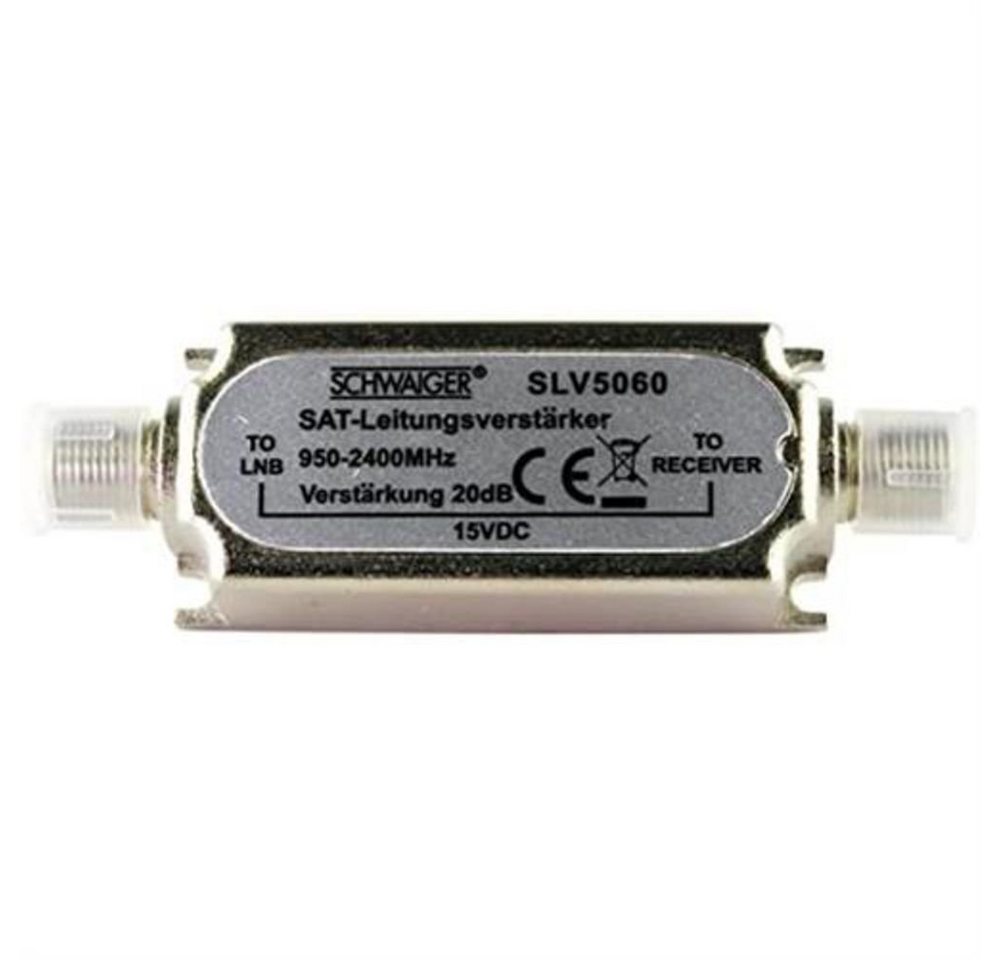 Schwaiger SAT-ZF Verstärker (20 dB, 950 - 2400 MHz, für Satellitenanlage, silber) von Schwaiger