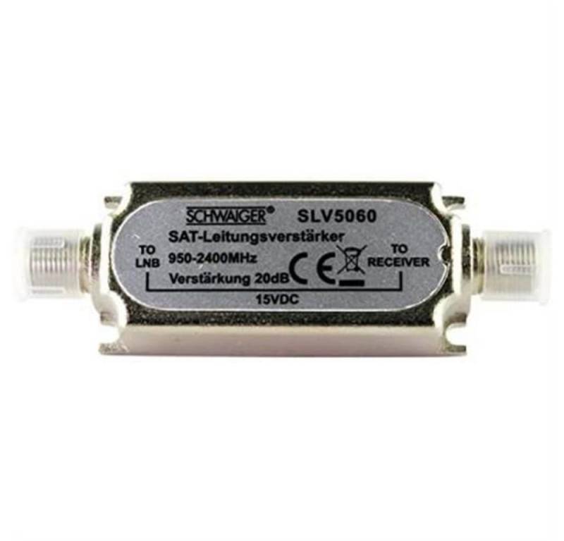 Schwaiger SAT-ZF Verstärker (20 dB, 950 - 2400 MHz, für Satellitenanlage, silber) von Schwaiger
