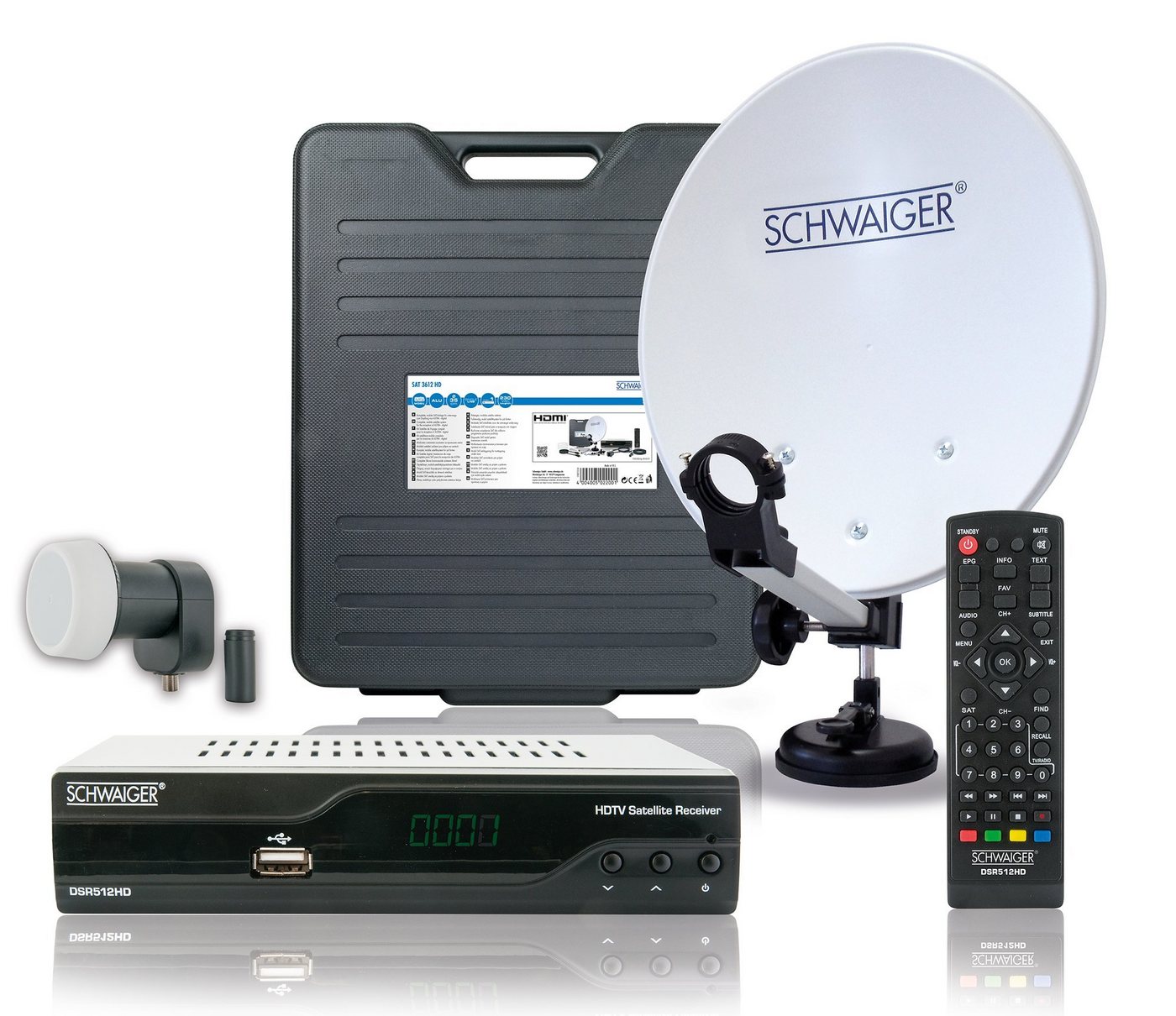 Schwaiger SAT3612HD SAT-Antenne (35 cm, Stahl, Single LNB, hellgrau) von Schwaiger