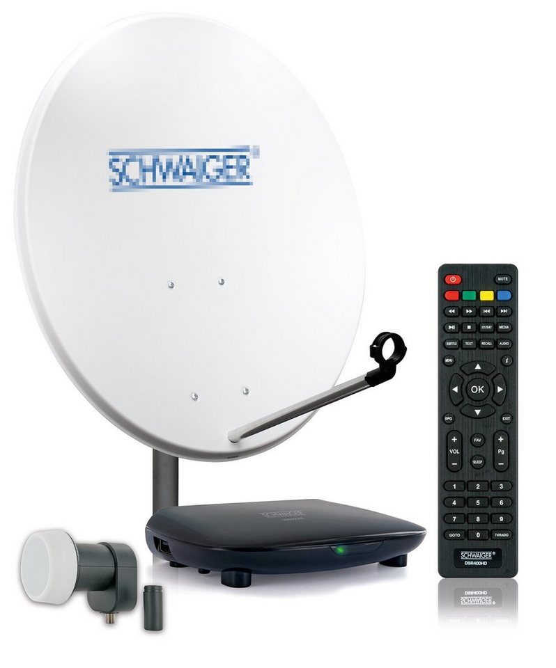 Schwaiger SAT8140HD SAT-Antenne (72 cm, Stahl, Single LNB, hellgrau) von Schwaiger