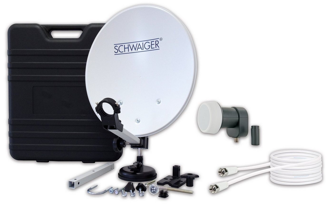 Schwaiger SATSET351 SAT-Antenne (35 cm, Stahl, Single LNB, hellgrau) von Schwaiger