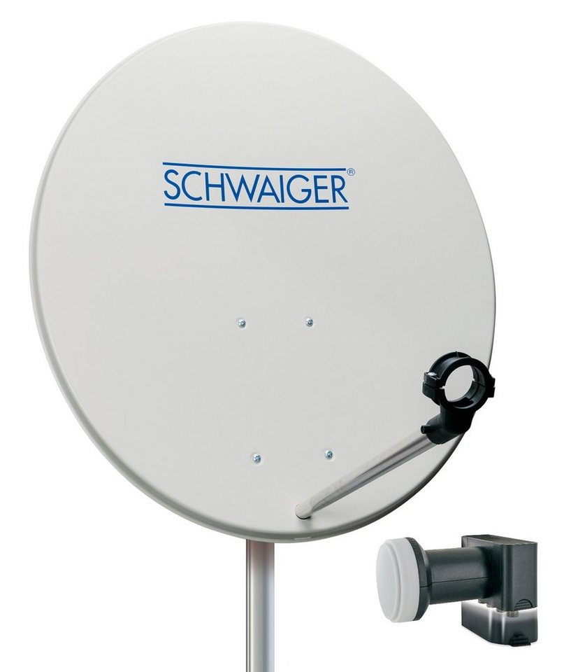 Schwaiger SPI994 011 Sat-Spiegel (72 cm, Stahl, Quad LNB, hellgrau) von Schwaiger