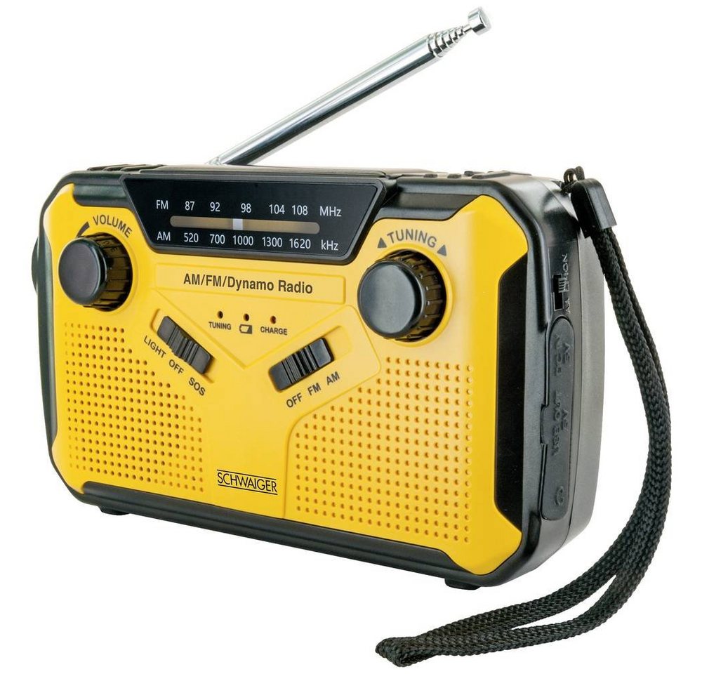Schwaiger UKW Outdoor Radio Radio (Handkurbel, Solarpanel, spritzwassergeschützt, stoßfest) von Schwaiger