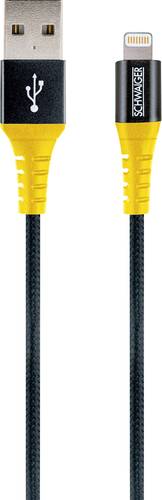 Schwaiger USB-Kabel USB 2.0 USB-A Stecker, Apple Lightning Stecker 1.20m Schwarz, Gelb reißfest WKU von Schwaiger
