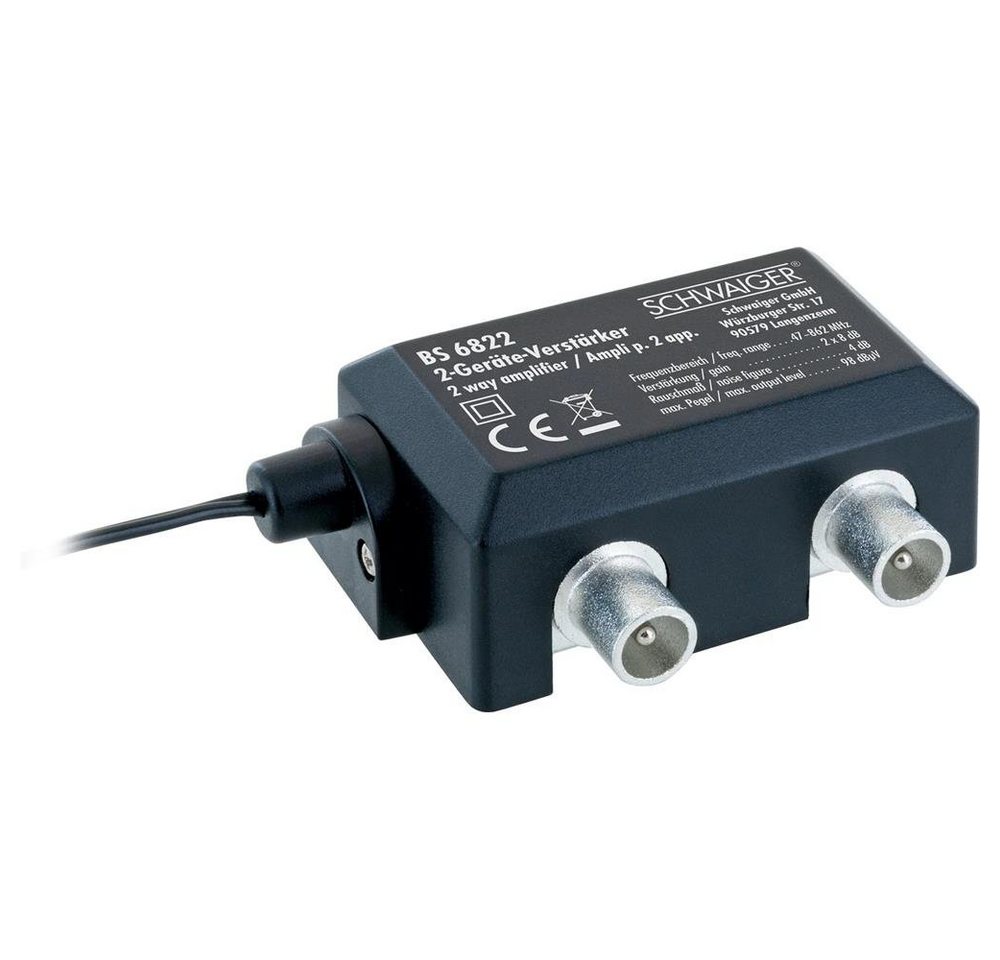 Schwaiger Zweigeräteverstärker 8 dB Schwarz Silber Leistungsverstärker Schwaiger Zweigeräteverstärker 8 dB Schwarz Silber Leistungsverstärker von Schwaiger