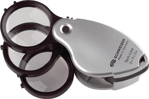 Schweizer Einschlaglupe Tech-Line Vergr. 3x+3x+3x=9x Linsen-D.38mm 53350 von Schweizer